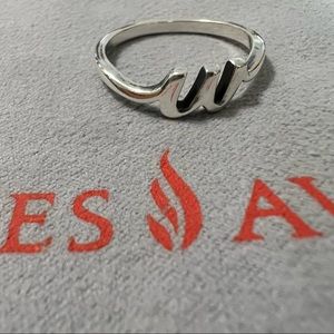 James Avery Sterling Silver “W” Script Initial Ring, Size 9